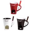 Sweet Fondue Cup with Fork Heating Food Ceramic Mug Creative Coffee Mug Gifts for Birthday Wedding and More