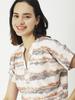 Moomaya Printed V-Neck Long Tops For Women, Short Sleeve Regular Fit Shirt