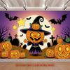 Party Backdrop Halloween Flat Spanish Witches Pumpkins Multi Layered Birthdays Showers Event Backdrop Decoration Front Door Decor