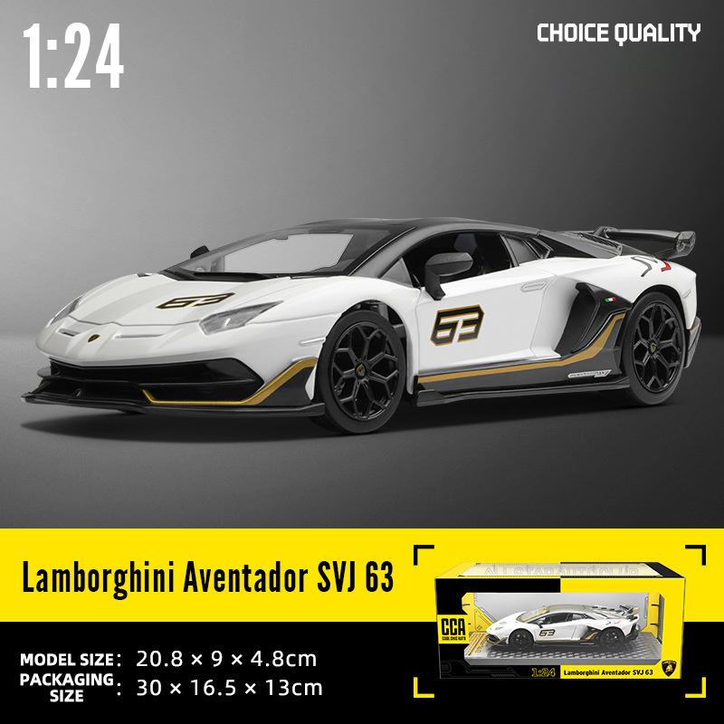 

1:24 Lamborghini Aventador SVJ 63 Huracan STO Суперкар Металева Лита Модель Автомобіля Звук і Світло Колекційна Хобі Подарунки на День Народження