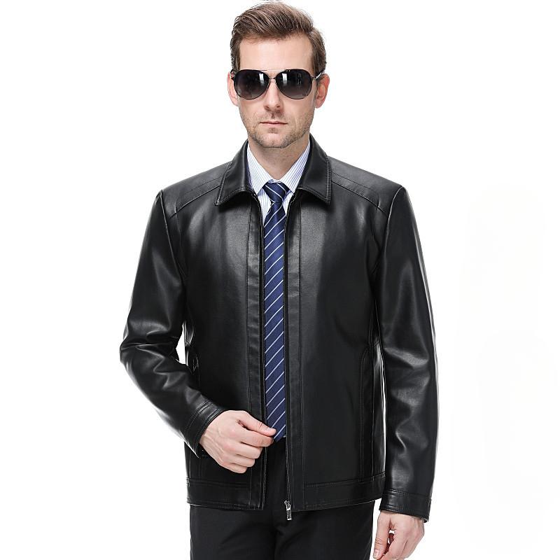 Autumn and Winter Men's Genuine Leather Jackets, Men's Jackets, Middle-aged Business Sheepskin Short Velvet Jackets, Dad Clothes