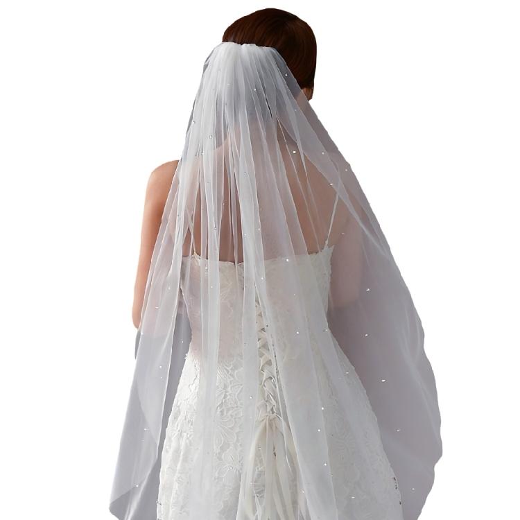 Sheer Bridal Hair Veils With Sparkling Crystal Rhinestones And Secure Hair Comb For Outdoor Wedding Ceremony Dressingup