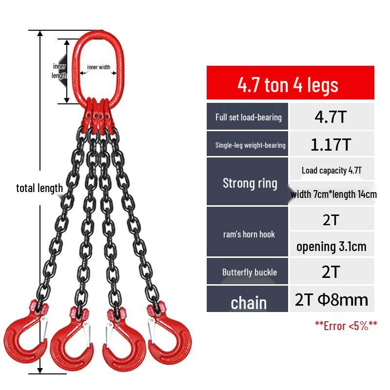 G80 Manganese Steel Chain Sling with Hook and Shackle for Lifting and Overhead Crane Operations
