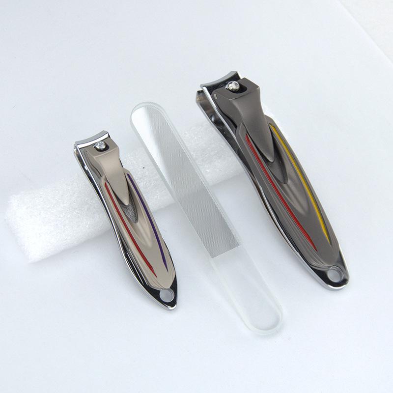 High-End Carbon Steel Nail Clippers Set: Anti-Splash, Portable, Includes Nail File.