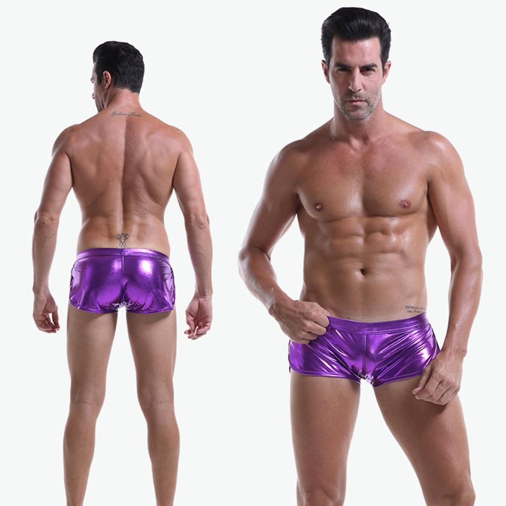Men's Underwear, Low-waisted Faux Leatherunderwear, Sexy Concave-convex Pockets, Boxer Shorts, And Four-corner Shorts
