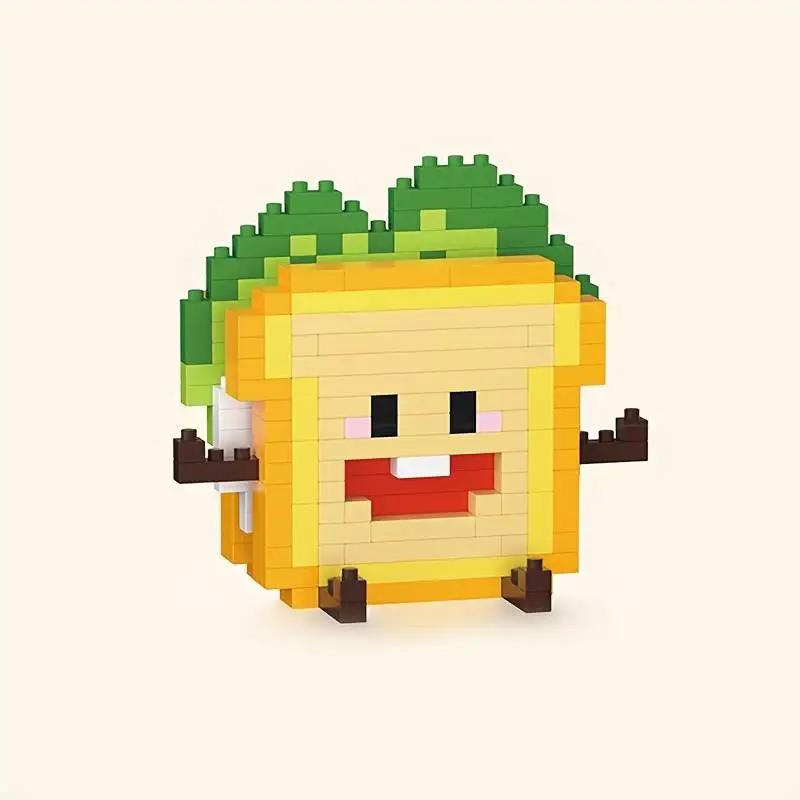 Mini Cartoon Food Figure Building Blocks Hamburg Swiss Roll Assembled Avocado Model Bricks Sandwich Puzzle Kids Toys Girls Gifts