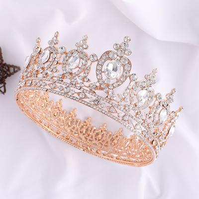 Barocke Retro-Brautkrone im europäischen Stil, runde herzförmige Strass-Krone, Dekoration, Hochzeitskleid-Accessoires