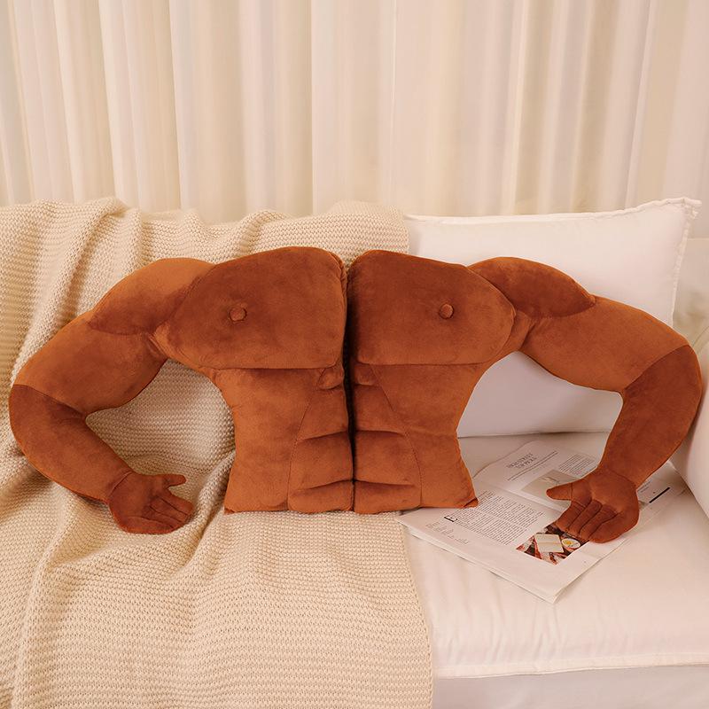 Cartoon Muscle Man Throw Pillow Plush Toy Boyfriend Arm Doll Girl Soothing Rag Doll Valentine'S Day Gift