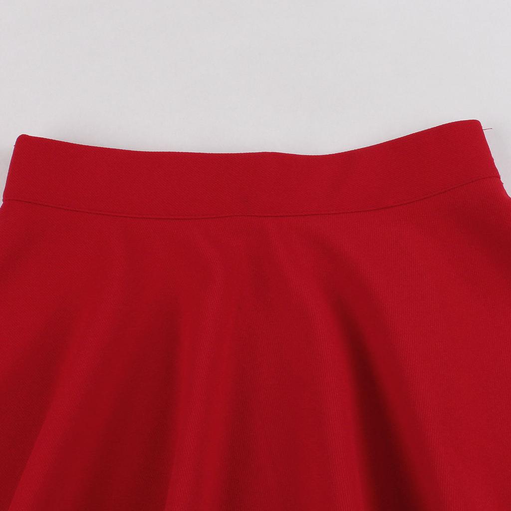 Women's Fashion Color Splicing A-line Pleated Skirts Summer Sweet Navy Style High Waist School Dresses