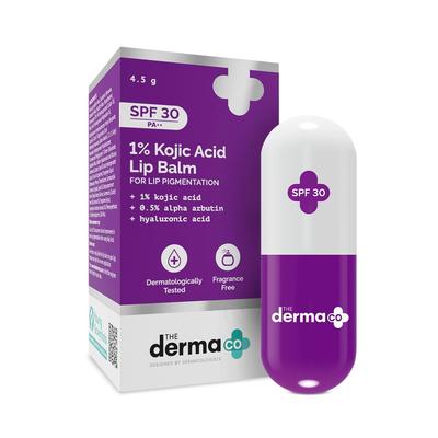 The Derma Co 1% Kojic Acid Lip Balm I With Alpha Arbutin & Hyaluronic Acid I SPF 30 PA++For Dark & Pigmented Lips| 4.5 G