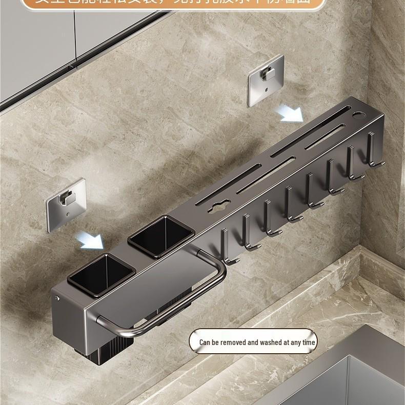 Modern No-Drill Wall-Mounted Kitchen Knife and Utensil Storage Rack