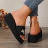 Fashion Butterfly Decor Wedges Sandals for Women Plus Size Light Comfort Chunky Platform Slippers Summer Thick Sole Non Slip Slippers