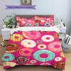 Donuts Pattern Bedding Quilt Set Quilt Cover Pillowcase Home Decoration Gift (1 * duvet cover + 2 * pillowcase, without core)