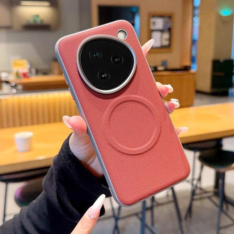 Magnetic Suede Leather Case for Nubia M153 Doubao AI Phone, Full Body Soft TPU Bumper Shockproof Cover with Metal Buttons
