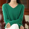 Women's V-Neck Seamless Wool Sweater - Loose, 100% Cashmere Knit for Autumn/Winter