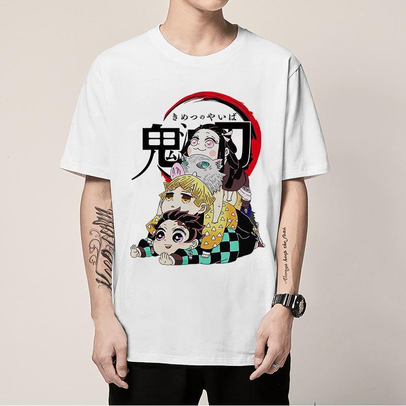 Demon Slayer Kamado Tanjirou Fun Spoof Anime Peripheral Short Sleeve T-Shirt That Casual Clothes Parent-child Outfit Summer