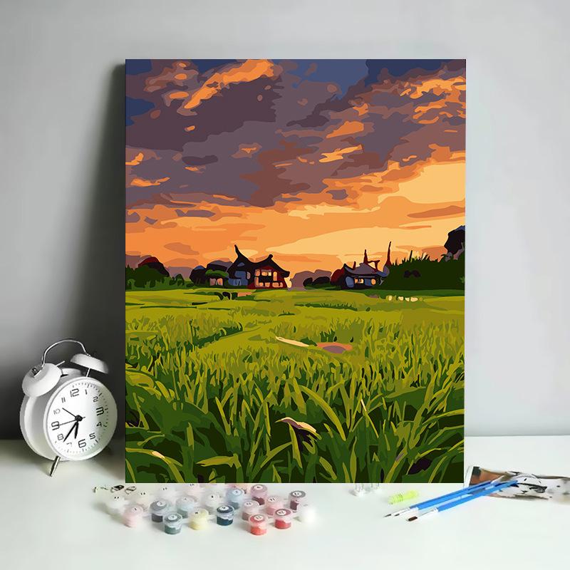 DIY Digital Oil Painting Kit Hand Paint By Numbers Acrylic Landscape Wall Art Birthday Gift