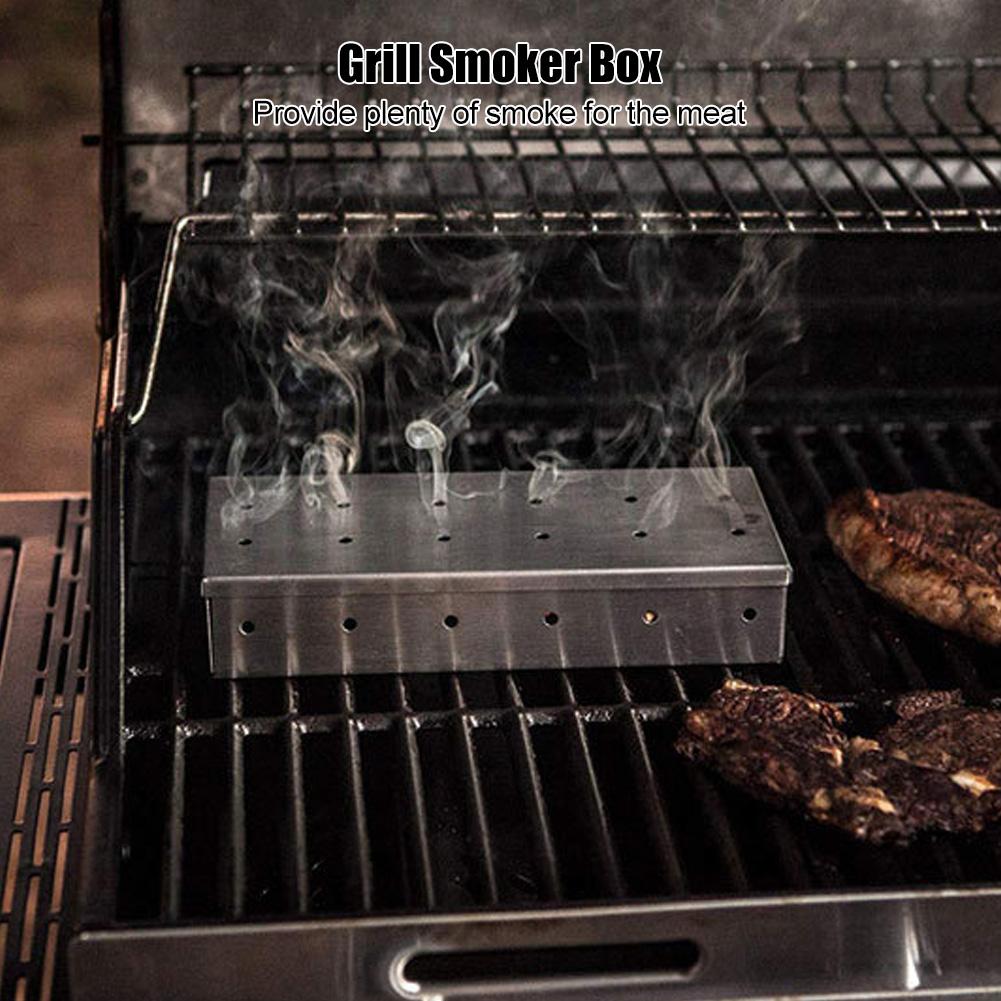BBQ Extérieur Acier Inoxydable Grill à Viande Fumoir Boîte Fournitures pour Bois Charbon de Bois
