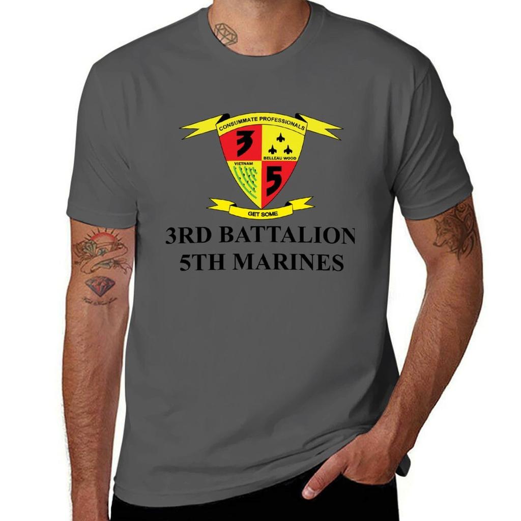 3rd Battalion 5th Marines Full Color Veteran Tshirt Comfortable Basic Crew Neck Tee Tshirt