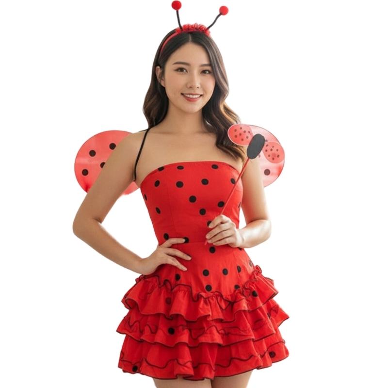 Bees Costume Accessories Set Bees Antenna Headband Tutus Dress Butterfly Wing Cosplay Halloween Costume for Adult Women