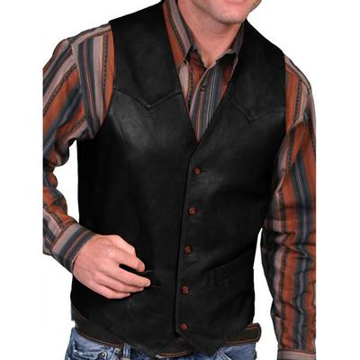 Vest for Men Fashion Western Leather Cowboy Vest for Men Spring Autumn Outwear Faux Leather Waist Coat Vest Coat Plus Size