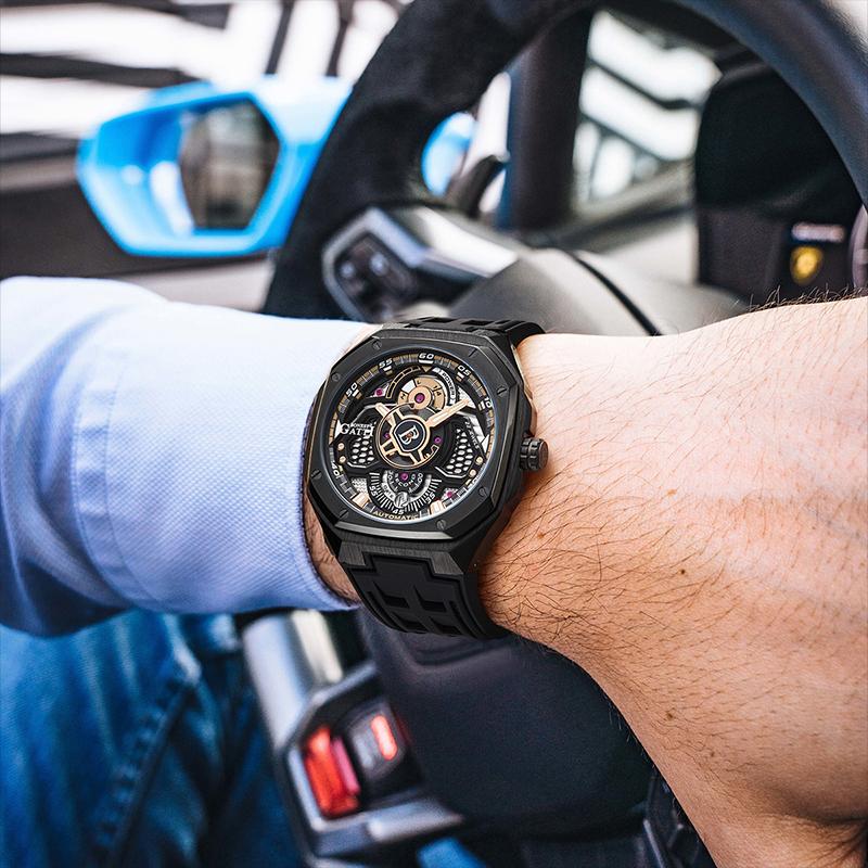 BONEST GATTI Men's Royal Mechanical Watch Sapphire Luminous Waterproof Luxury Brand Chronograph Rubber Strap Chronograph Watches