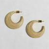 C-shaped Brushed Metal Crescent Stud Earrings - Women's High-End Luxury Design with Silver Needles
