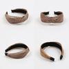Handgeflochtenes Boho-Stirnband für Damen, Netz-Twist, breiter Haarclip, trendiges Sommer-Haarband, Schwarz, Weiß, Beige, Kaffee