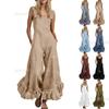 Women Button Straps Ruffle Hem Wide Leg Jumpsuit Casual Loose Fit Bib Overall