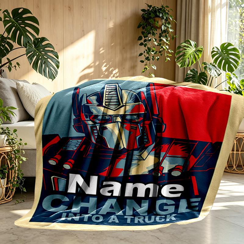 Custom Name Personalized Transformers Print Blanket, Home Decor, Bedroom, Sofa, Camping, Couch, Gifts for Birthday Christmas