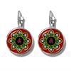 Brincos Clássicos OM Yoga Chakra Mandala em Cúpula de Vidro Flor Roxa Geométrica Sagrada Prateados Brincos de Tarraxa Para Meninas Presente