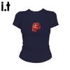 :CHOCOOLATE Women's Mock Neck Short Sleeve T-Shirt