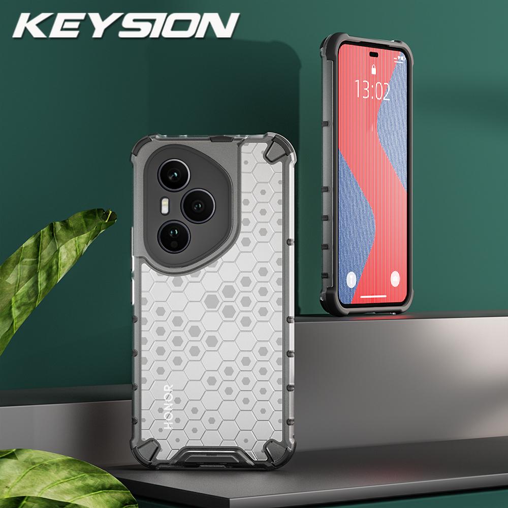 KEYSION Stoßfeste Panzerhülle für HONOR 400 Pro 5G Weiches Silikon+PC Transparentes Waben-Handy-Rückcover für Huawei Honor 400