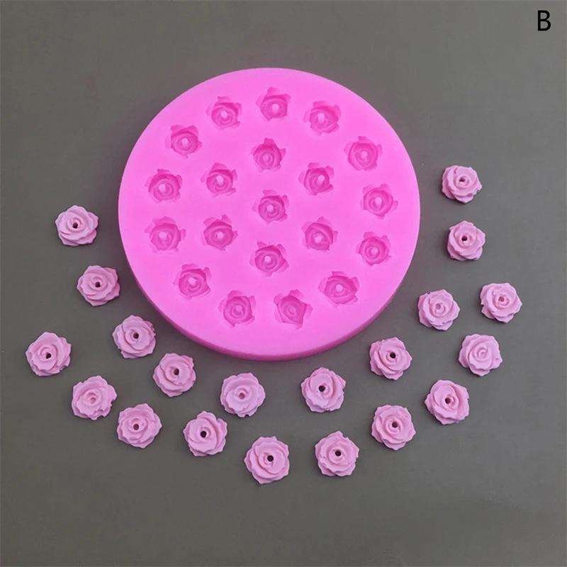 Mini 20 Holes Cherry Blossom Rose Silicone Mold DIY Flower Shaped Chocolate Fondant Dessert Flower Cake Decorative Baking Tool