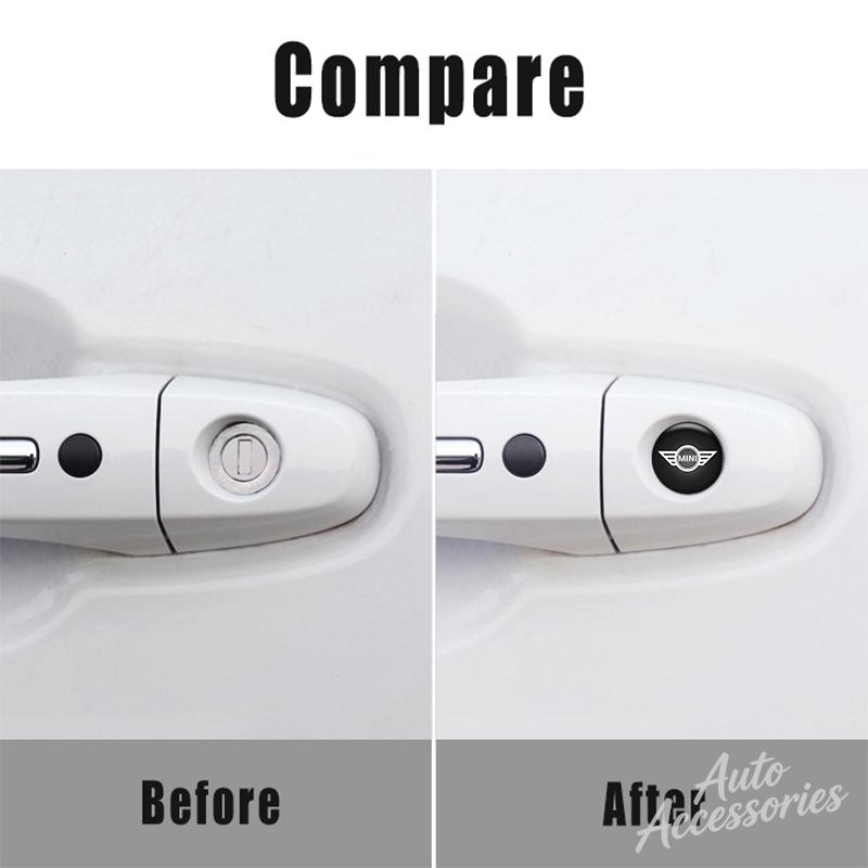 SHEJ3 20mm Car Lock Keyhole Stickers For BMW MINI Cooper One JCW F54 F55 F56 F57 F60 R50 R53 R56 R60 Key Anti-blocking Dustproof Decal