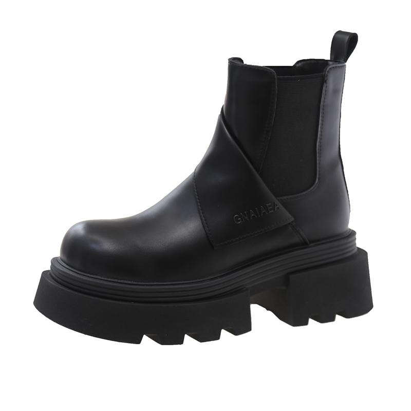 Platform Women Ankle Boots Leather Mid Heels Fashion Shoes 2025 Trend Winter Classic Chunky Pumps Gladiator Motorcycle Boots