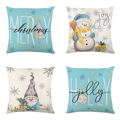 1 Piece of Merry Christmas Decoration Pillow Cover Fawn Christmas Tree Santa Claus Snowman Printed Cushion Suite Home Decoration