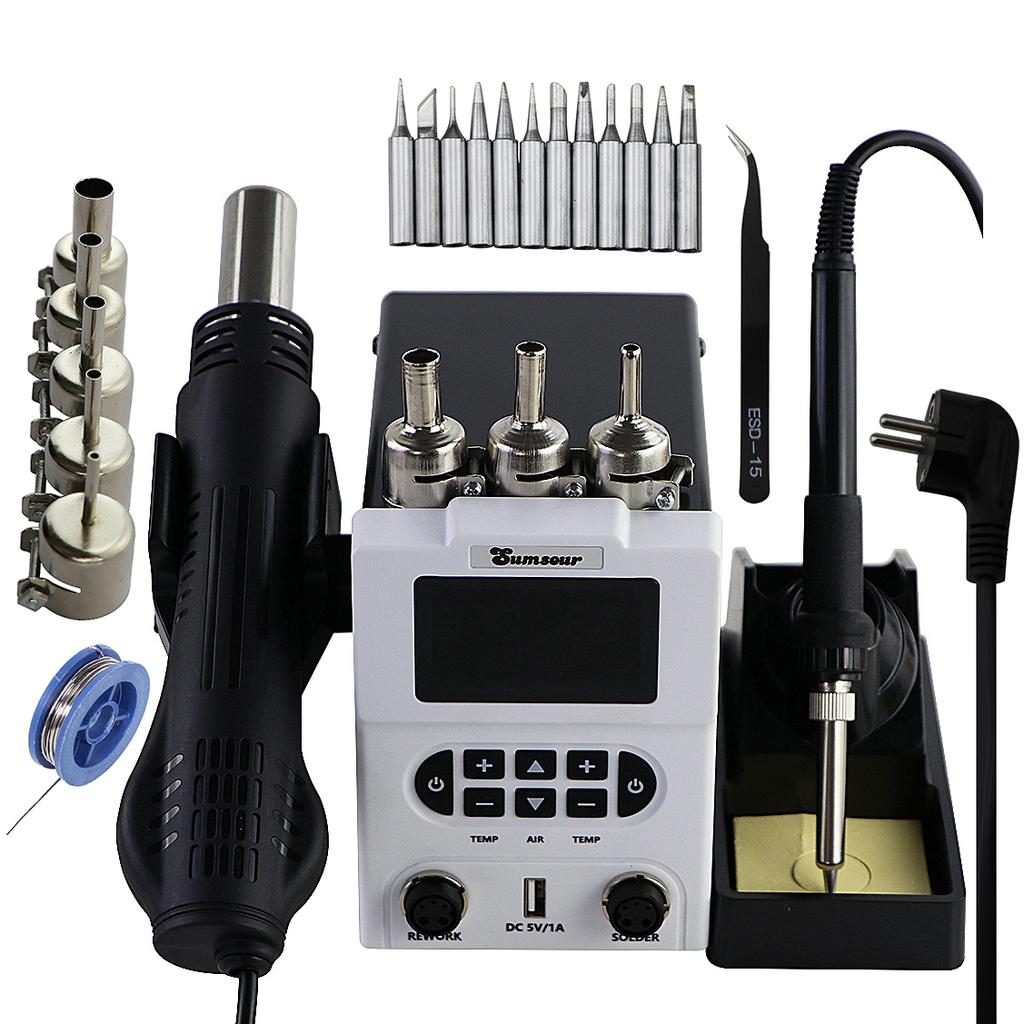 Digital display Solder Station Control Temperature Soldering Iron Hot Air Gun BGA SMD Rework Welding Desoldering Repair Tools
