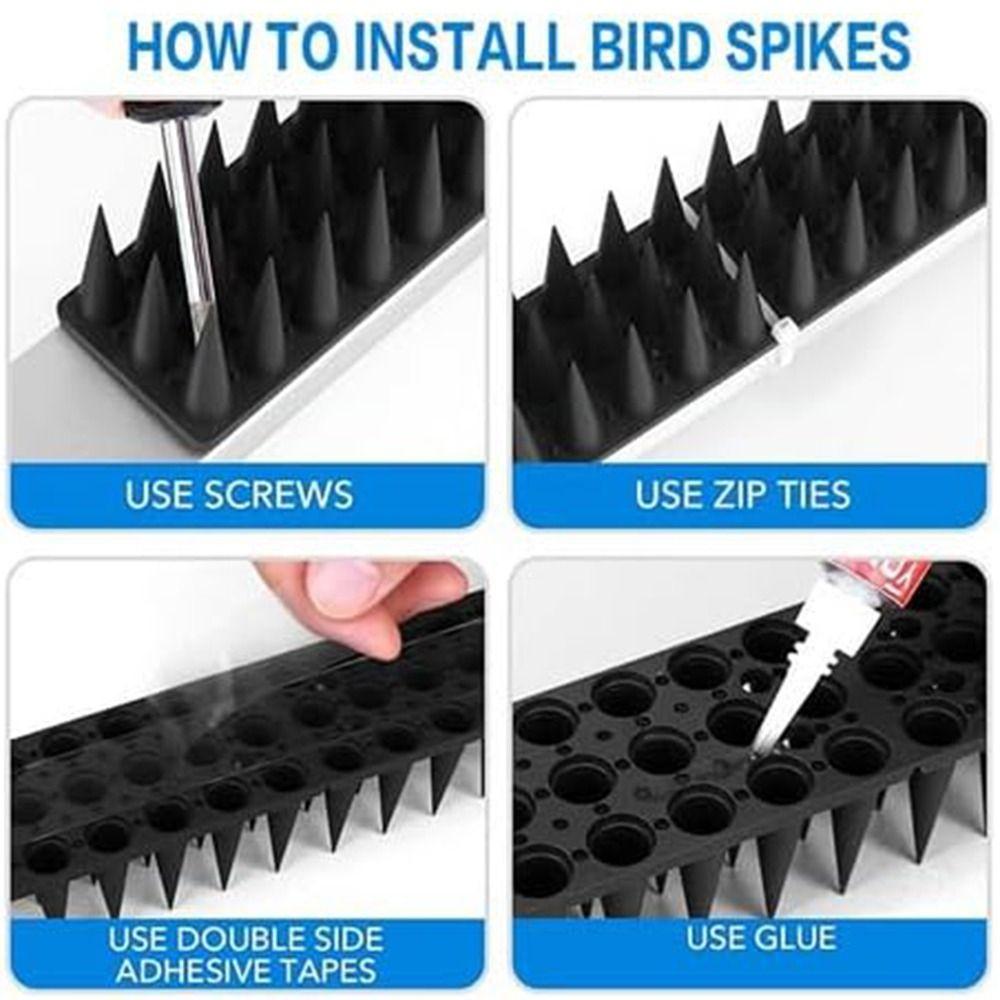 8/12pcs Long Lasting Anti Bird Spike Strip Anti Climb Bird Defender Spikes  Balcony Eaves