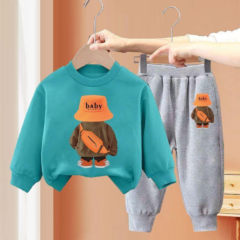 Boys and Girls Leisure Set 2023 Autumn Children Leisure Sports Hoodie Set