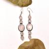 Rose Quartz Gemstone : 925 Sterling Silver Handmade Long Earring's Jewelry