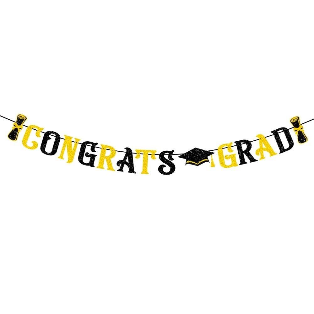Glitter Decor Graduation Party Banner Reusable Graduation Hanging Banner  Party Supplies