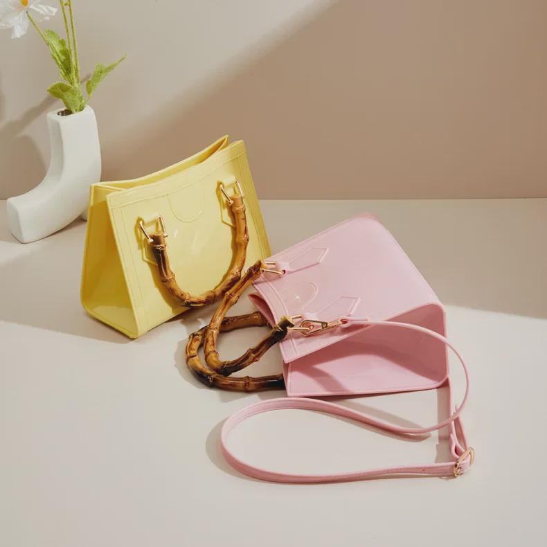 Bohao Bamboo PVC Square Barbie Jelly Crossbody: Stylish, Versatile, Dirt-Resistant, and Easy-to-Clean Summer Women's Evening Bag.
