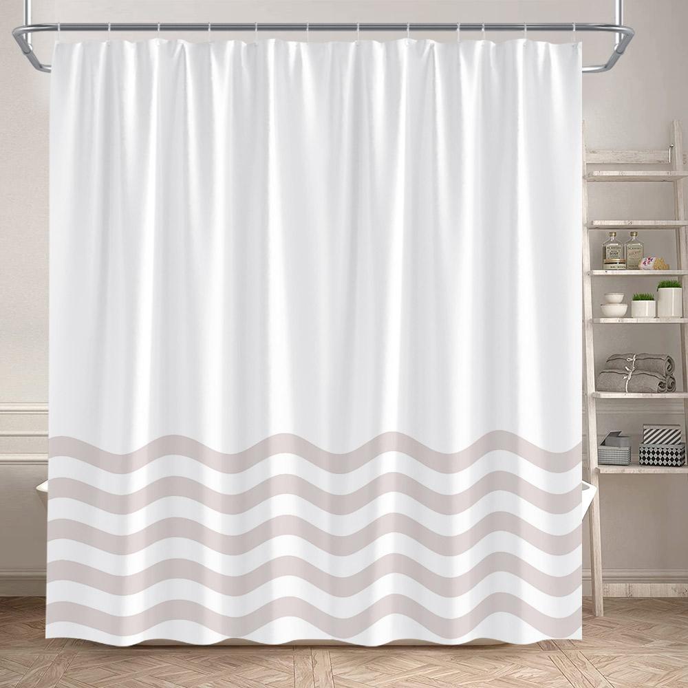 Czarno-biała Pasiasta Falista Zasłona Prysznicowa Kreatywny Geometryczny Wzór Liniowy Nowoczesne Minimalistyczne Zasłony Łazienkowe Tkanina Wystrój Domu