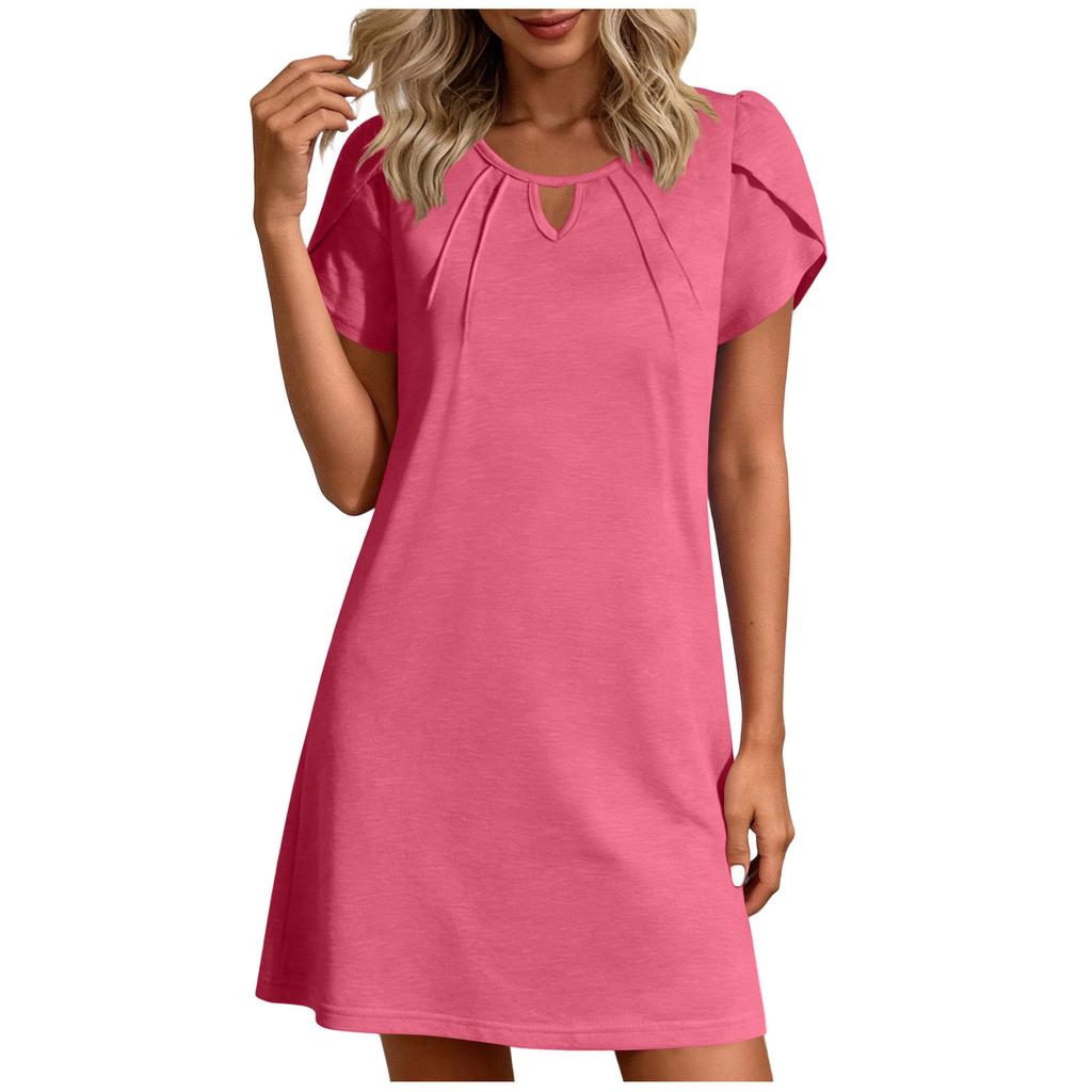 Europe, America 2025 beach A-shaped dress, women's casual spring and summer short-sleeved dress