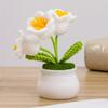 2 Pcs Knitting Crochet Bell Orchid Flowers Potted Plants for Wife Girlfriend and Women, Handmade Flowers for Car Decoration Home Decoration
