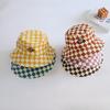 Checkerboard Pattern Kids Bucket Hat Cute Plaid Baby Boys Girls Sun Hat Soft Kids Children Fisherman Panama Caps