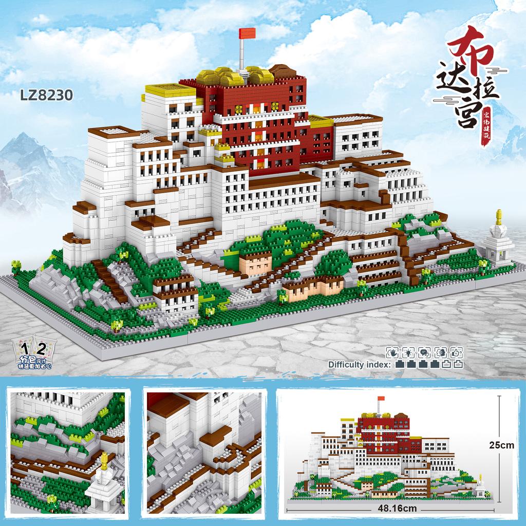 World Famous Historical Architecture Micro Diamond Block China Tibet Potala Palace Building Bricks Toys Nanobricks For Gifts