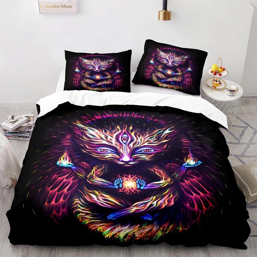 Colorful Cat Duvet Cover Cute Cats Pattern Creative Color Design For Children Boys Girls Bedroom Decorative Animals Queen King