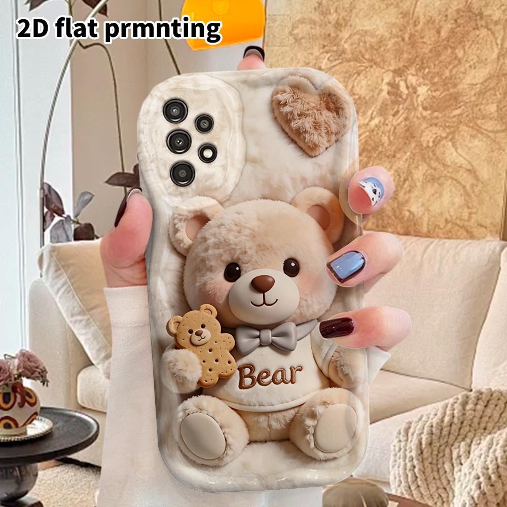 Phone Case: 2D Flat Samsung Galaxy A34 A35 M05 M06 S20 S22 S21 FE Plus 5G Protective Case, Couples Style, Plush Teddy Bear, Christmas and Halloween Gi